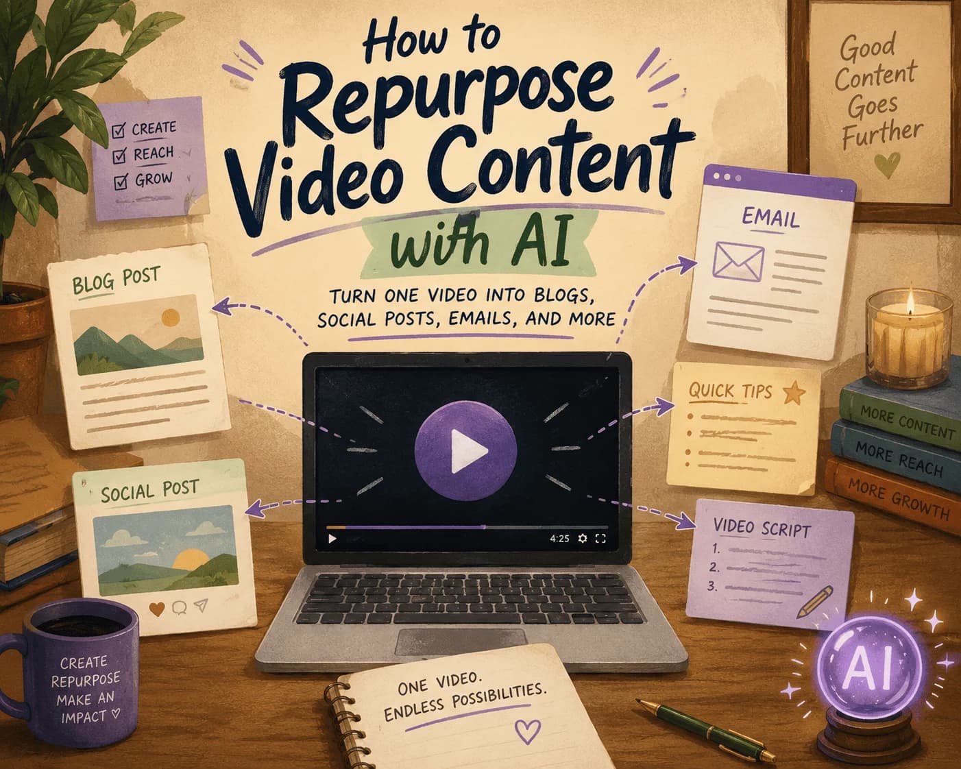 How to Repurpose Video Content with AI: Turn One Video into Blogs, Social Posts, Emails, and More